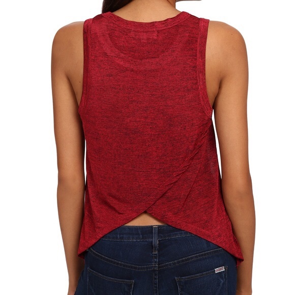 Sam Edelman Isla Marled Cross Back Tank Top Red - Picture 2 of 8